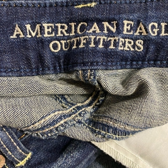 American Eagle SZ 2 Mid Rise Straight Leg Super Stretch Jeans Vintage Dark Wash - Picture 8 of 9